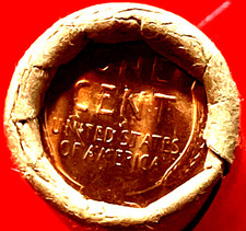 TAIL / TAIL  1 OBW BU LINCOLN WHEAT PENNY ROLL YEARS UNKNOWN OLD VINTAGE WRAPPER picture