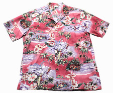 Jade Fashions Shirt Mens XL Pink Hawaiian Aloha Floral Surfer Print Made Hawaii picture