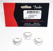 Genuine Fender Stratocaster/Strat White Control Guitar Knobs - 2 Tone, 1 Volume picture