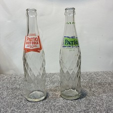 Vintage 1960’s Patio Glass Soda Bottles Pepsi Cola Product Empty 60s Lot of 2.  picture
