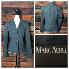 Marc Aurel Blazer Jacket EU 40 US 8 Gray Checked Wool Made In Poland NWT  picture