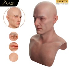 Anzi Realistic Silicone Face Mask Bell Youth Man Head Mask for Halloween Cosplay picture