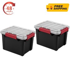 Sterilite Small Gasket Tote, 5 Gallon WaterProof Plastic Storage Bin 2 PACK picture