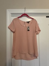 New Express size XS womens high low  scoop neck blouse top pink nude Dressy picture