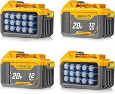 SANIU 12Ah 20V 4-PACK Li-Ion for DeWalt Tool Batteries DCB209 200 206 Compatible picture