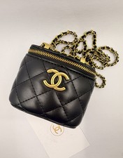 CHANEL Beauty GWP Mini Quilted Bag Black Gold Chain Strap Vanity Crossbody picture