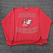 Vintage Arkansas Razorbacks Sweatshirt Mens XL Red NCAA Football Hanes USA picture
