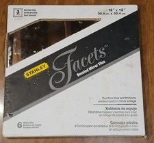 VTG Stanley Monarch Facets 12x12 Beveled Mirror Tiles Set of 6 Wall Ceiling NOS picture