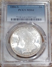 1880-S Morgan Dollar, PCGS MS64, Mint Lustre with Golden Rim Toning picture