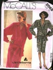 2068 Vintage McCalls SEWING Pattern Misses 1980s Straight Low Waisted Dress 12 picture