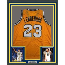 Framed Autographed Yaxel Lendeborg 35x39 Michigan Yellow Jersey JSA COA picture