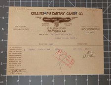 1915 Collins McCarthy Candy Co Invoice Brignoli Estate CA San Francisco  picture