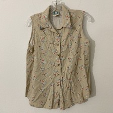 Vtg Desert West Sherry Holt Women’s Western Shirt M Beige Floral Collar Metal picture