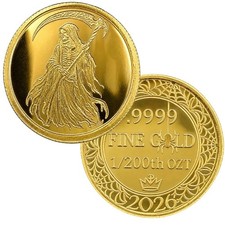 Grim Reaper 1/200 Oz .9999 Fine Gold Round (Sealed in Capsule) picture