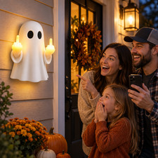 Halloween Ghost Middle Finger Wall Light, Funny LED Night Lamp Spooky Home Decor picture