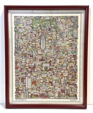 Vintage Mini Manhattan Tony Graham 1982 New York Pop Art Print Framed picture