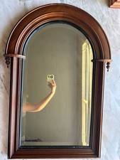 RARE 19th C AMERICAN ARCH-TOPPED MIRROR WOOD FRAME ANTIQUE picture