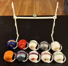 Lot of 10 Vintage 1960s AFL Mini Gumball Football Helmets with AFL Goal Post picture