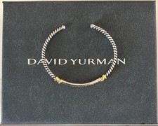 David Yurman Helena Bracelet Cuff Sterling Silver w/ 18K Gold & Diamonds sz M picture