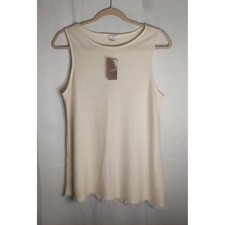 J. Jill Womens Cream Linen Blend Fringe Hem Knit Tank Top Size Small NWT picture