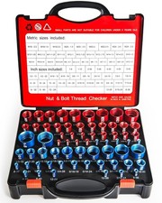 66-Piece Nut and Bolt Thread Checker Kit | 34 SAE (Blue) + 32 Metric (Red) Th... picture