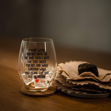 I Hope We're Friends Until We Die Wine Glass, Friendship Gift for Women, Her,... picture