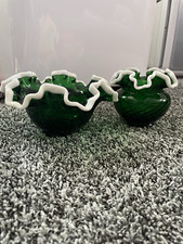 Fenton Emerald in the Snow two piece set. No chips/cracks 1 rough spot. Prelogo picture