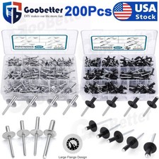 200PCS Pop Rivets Assortment Large Flange Aluminum Blind Rivets 1/8
