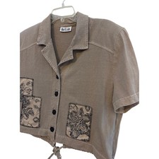 Women's Nina Piccalino Vintage Button Up Top Collared Size L picture