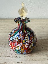 Vtg Murano Millefiori Art Glass Perfume Bottle w/ Label Stopper Multicolor Italy picture