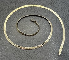 VTG MBC Italian Vermeil Sterling Silver Herringbone Reversible Chain Necklace picture