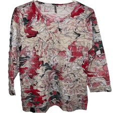 Lulu-B Relaxing Colorful Fun Blouse 3/4 Sleeves Size S picture