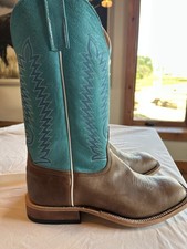 Anderson Bean Men's Square Toe Brown Marine Field Turquoise Western Boot 12D picture