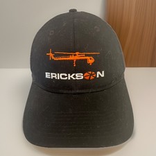 Vintage Erickson Air-Crane Co Black Helicopter Hat Snapback Mesh Port Authority picture