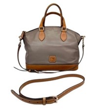 Dooney & Bourke Grey Satchel Bag Tan Leather Trim Crossbody J16985847 picture