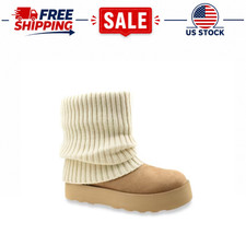 No Boundaries Women's Cognac Faux Fur Foldover Sweater Boots Medium Width picture
