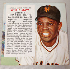 1954 Red Man Tobacco All-Star Team Willie Mays Giants NL #25 No Tab picture