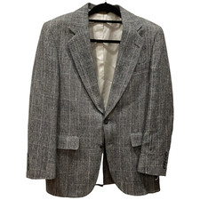38R Strathmore Blazer Sport Coat Vtg Prince of Wales  District Plaid Overcheck picture