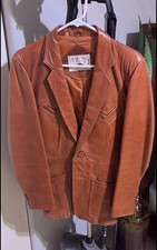 Vintage 70’s Brown Leather Blazer 38R Two-Button Notch Lined picture