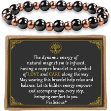 Pulsera de cobre puro y hematita magnetica de 3800 Gauss elastica para regalo picture