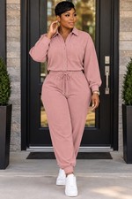 Fashion Nova Mauve Relaxation Thermal Jumpsuit, Women's Size 1X, NWT picture
