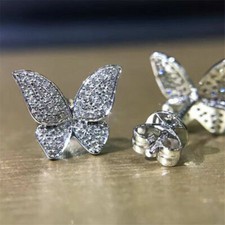 0.5 ct D/VVS 925 Silver Ladies Butterfly Stud Earring 925 Sterling Silver picture