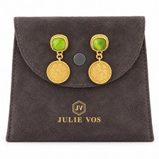 Julie Vos Coin And Gemstone Drop Earrings Green Gold picture