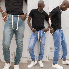 Victorious Men's Jogger Drop Crotch Denim Jogger Pants   S~5XL  JG803 -FREE SHIP picture