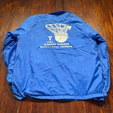 Vintage 1983 Coaches Jacket Mens XL Blue YMCA Womens Basketball Champs USA picture