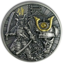 Niue 2019 $5 SAMURAI WARRIORS Antique Finish 2 oz Silver Coin picture