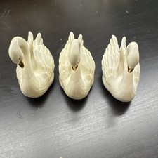 Lenox Swan Card Holders Cake Topper Three Ivory Porcelain 24K Gold Place Wedding picture