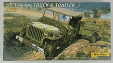 Heller 79997 US 1/4 Ton Truck & Trailer 1/72 Scale Model Kit Sealed Box picture