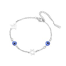 UNIFT Evil Eye Bracelet with Chai Hebrew Life & Star of David for Women Men S... picture