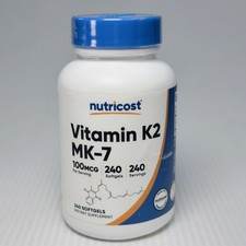Nutricost Vitamin K2 MK-7 100 mcg Supplement 240 Softgels Exp 2/29 picture